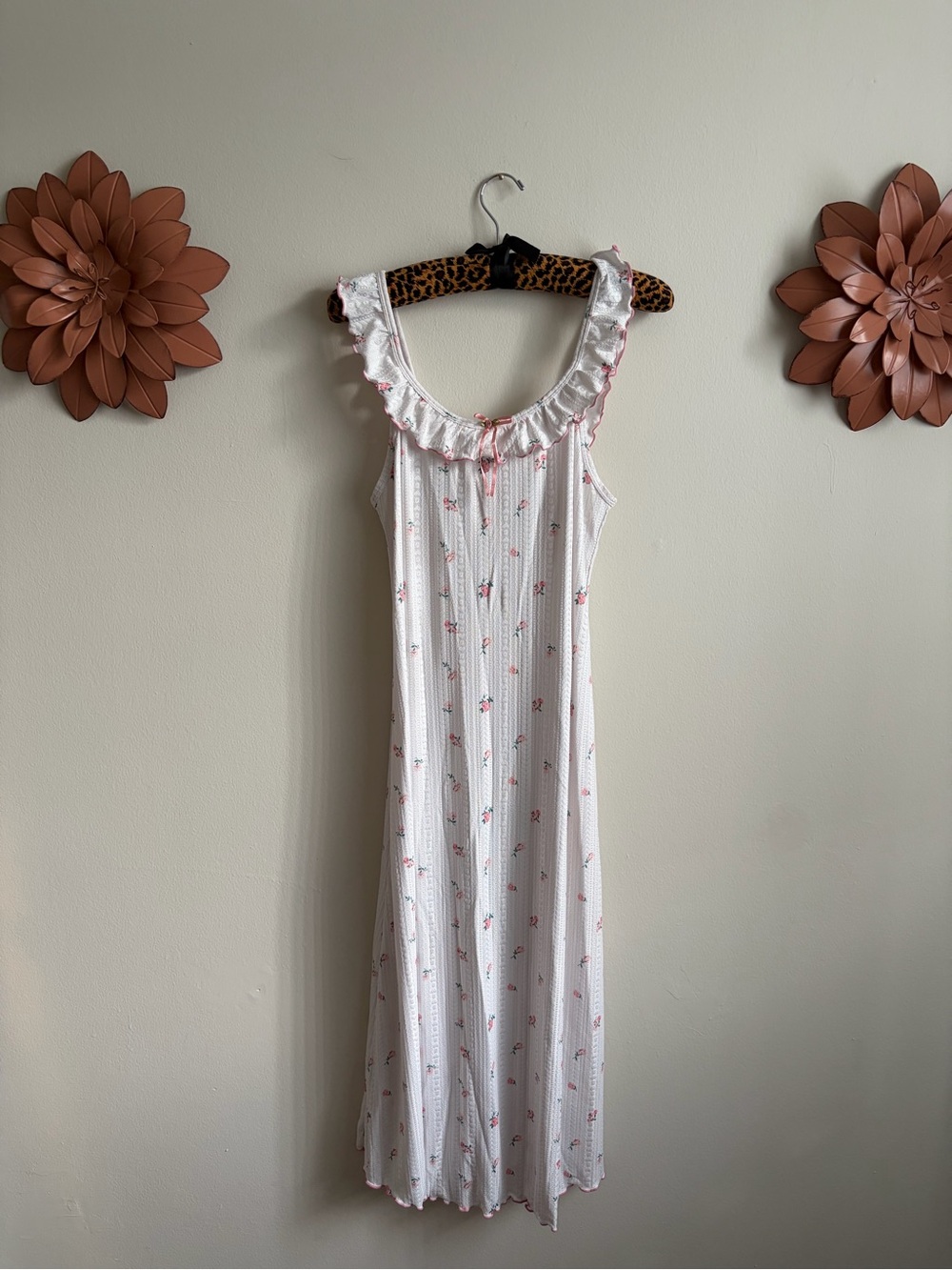 White Pointelle Floral Nightgown / Maxi Dress ♡